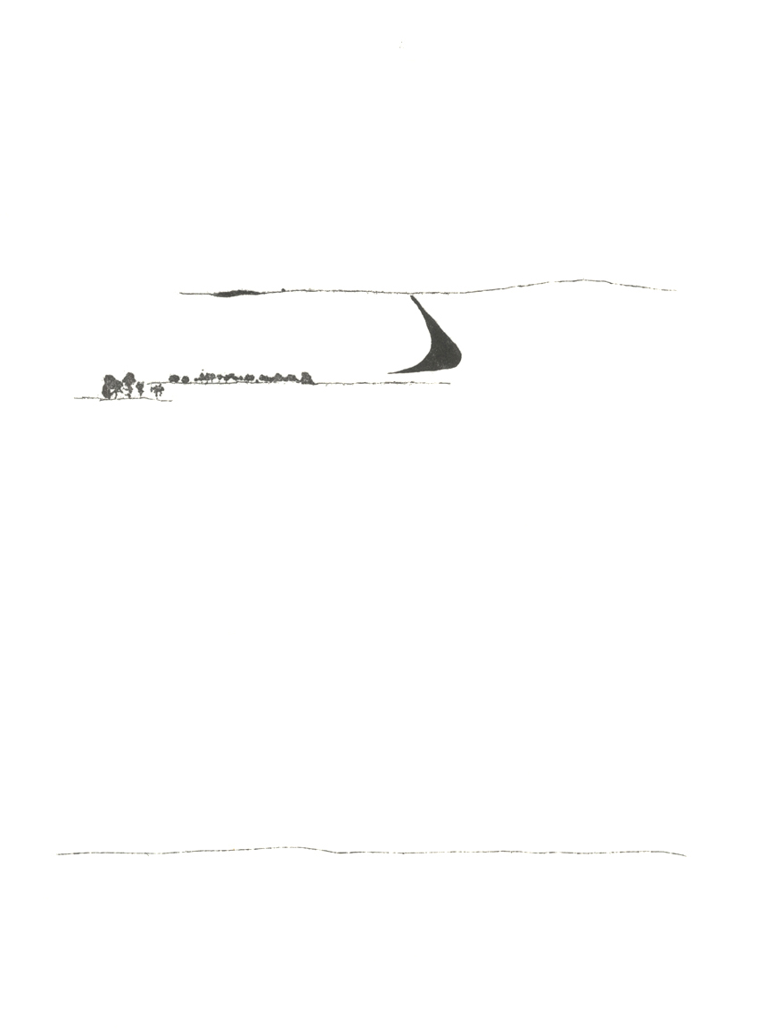 Line drawing of landscape
