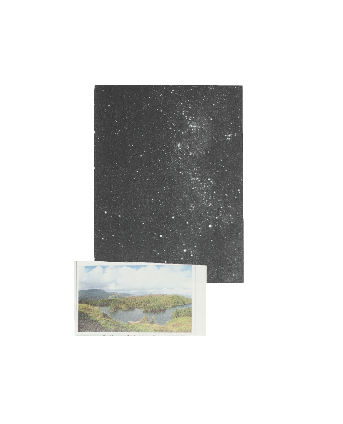 Paper collage of star sky and land