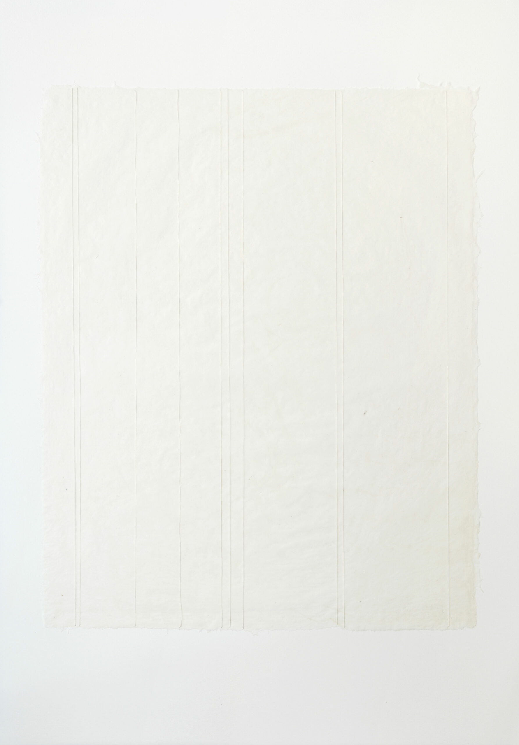 Miriam Salamander, thread lines on handmade white paper
