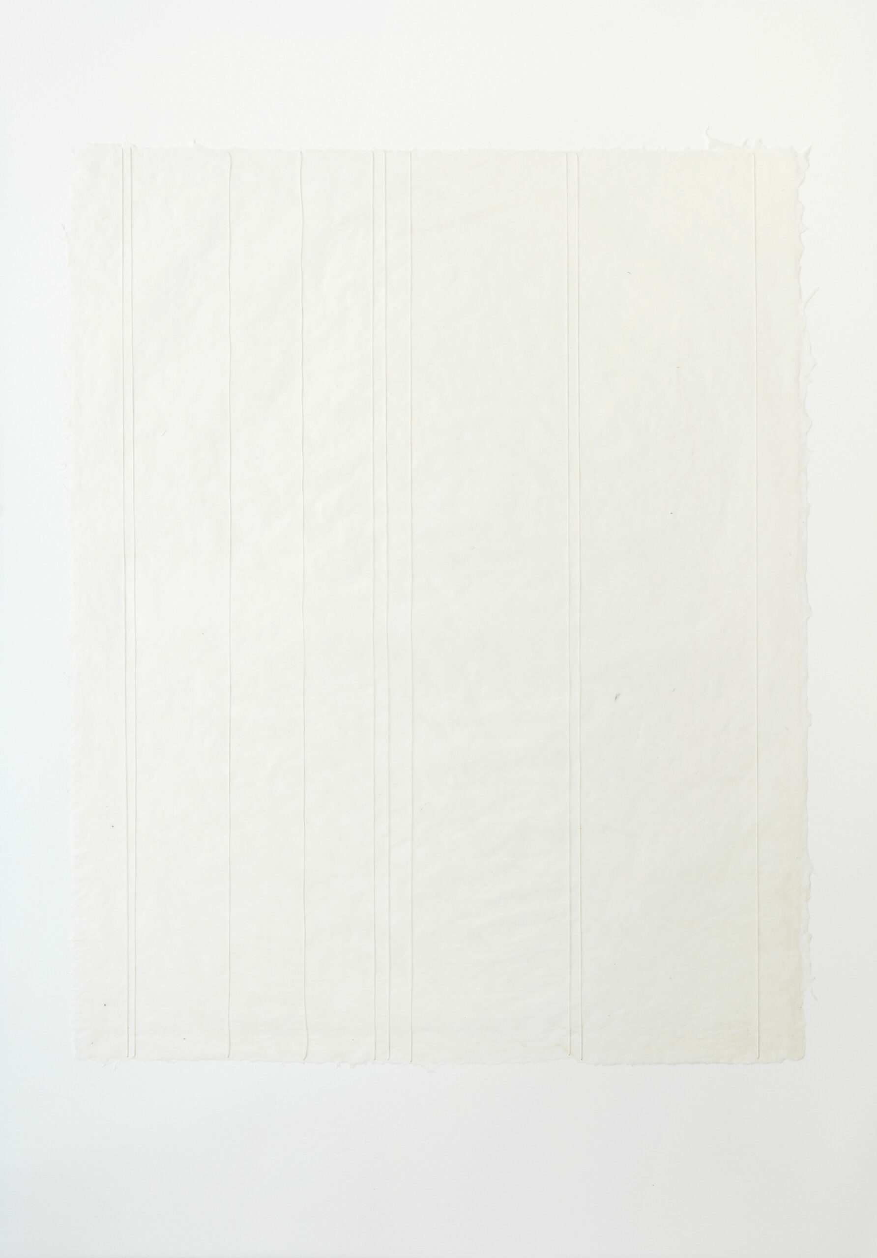 Miriam Salamander, thread lines on handmade white paper